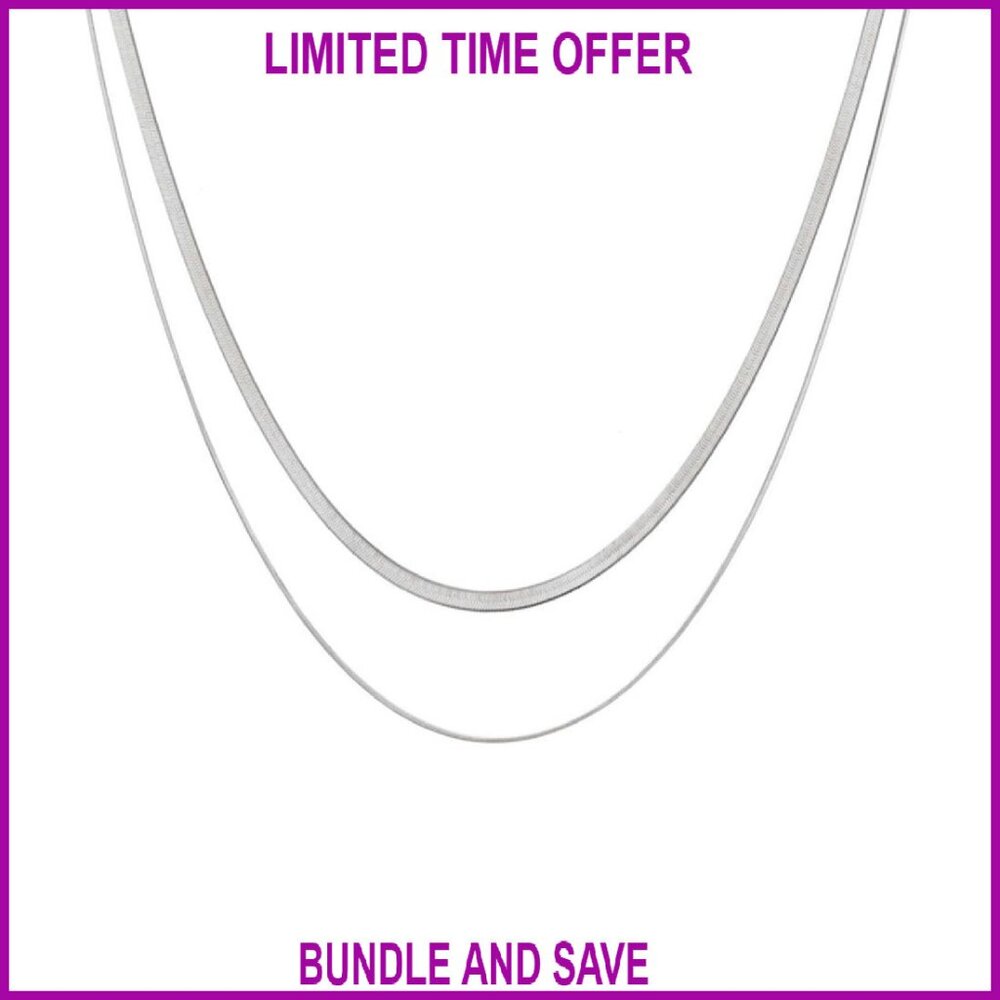 18k Gold Plated Stackable Necklace Set, Stainless… - image 1